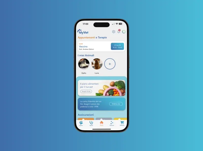 Animazione con pagine dell'app MyVet User